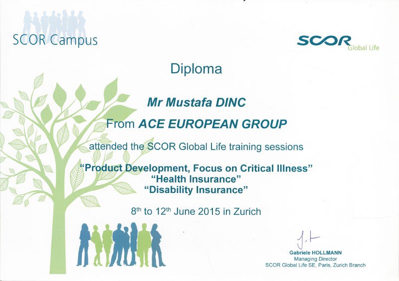 Certificate of Participation SCOR Global Life Training Sessions
